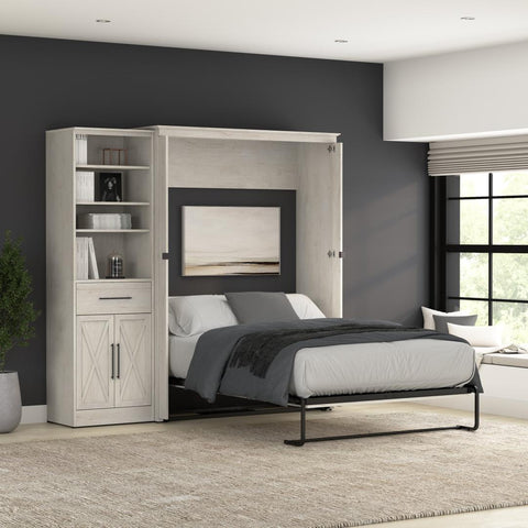 Full Murphy Bed and Closet Organizer with Drawer and Doors (88W)