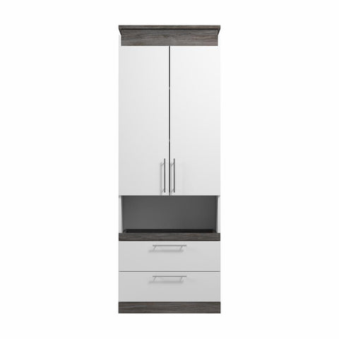 30W Tall Storage Cabinet with Doors, Drawers and Pull-Out Shelf