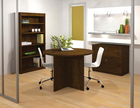 42“ round meeting table, Lateral File and Bookcase