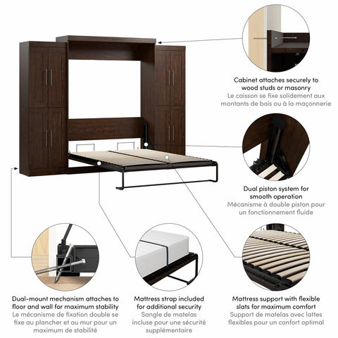 Queen Murphy Bed with Storage Cabinets (115W)