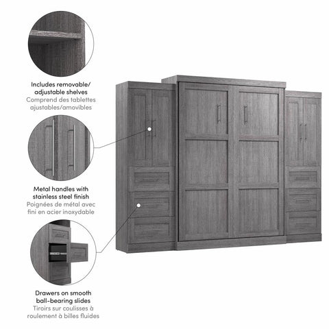 Queen Murphy Bed with Closet Storage Cabinets (115W)