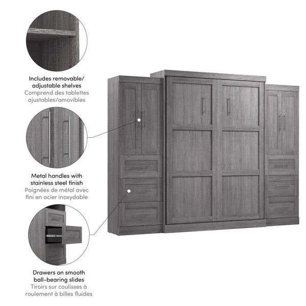 Queen Murphy Bed with Closet Storage Cabinets (115W)