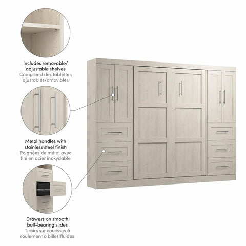 Full Murphy Bed with Closet Storage Cabinets (109W)