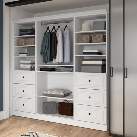 Traditional Closet System with Shelves, Drawers & Clothing Rods, 86W x 20D