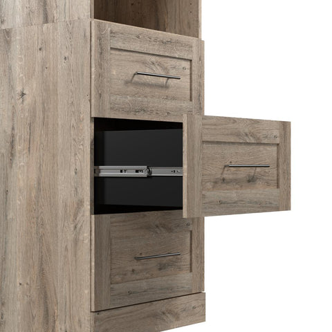 Contemporary Closet System with Shelves, Drawers & Clothing Rods, 61W x 19D
