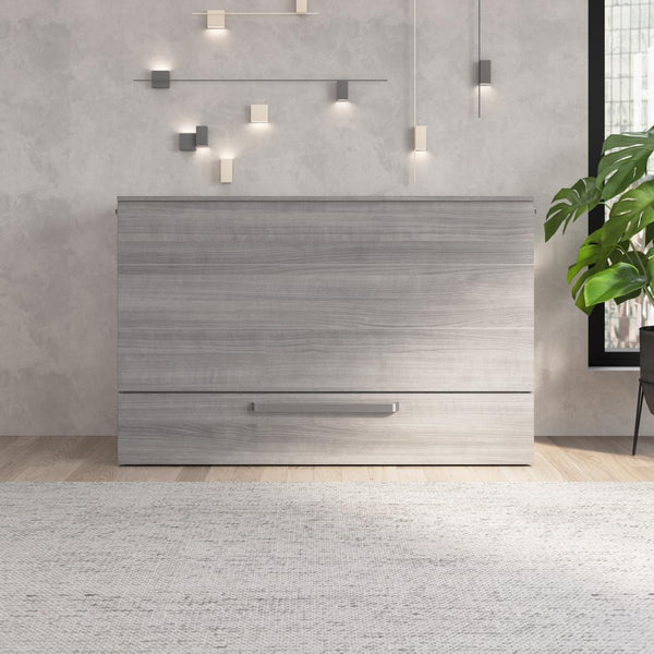 63W Queen Murphy Cabinet Bed with Pullout Drawer and Mattress