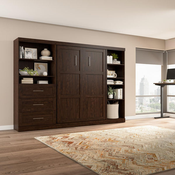 Full Murphy Bed with Shelving and Drawers (120W)