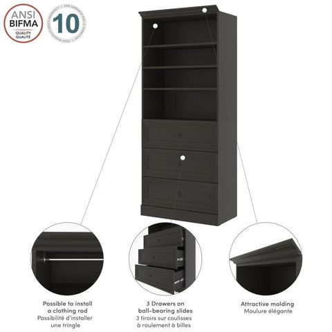 Traditional Closet System with Drawers, 36W x 20D