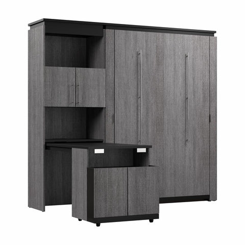 Full Murphy Bed with Storage Cabinet and Fold-Out Desk (91W)