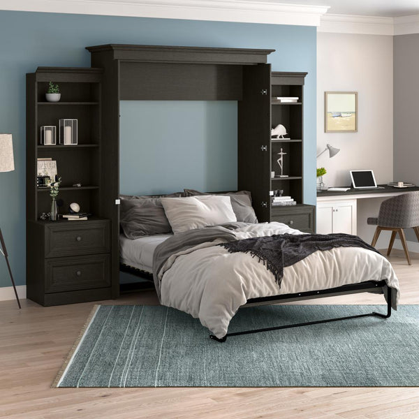 Queen Murphy Bed and Two Shelving Units with 2 Drawers (115W)