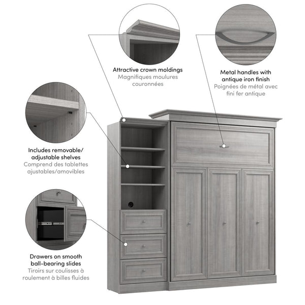 Queen Murphy Bed and Closet Organizer with Drawers (92W)