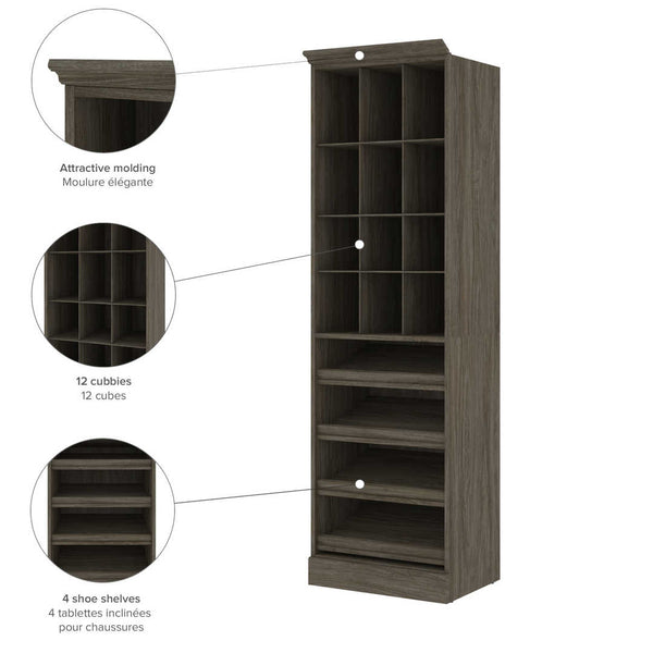 Traditional Closet System with Shoes Racks & Cubbies, 25W x 20D
