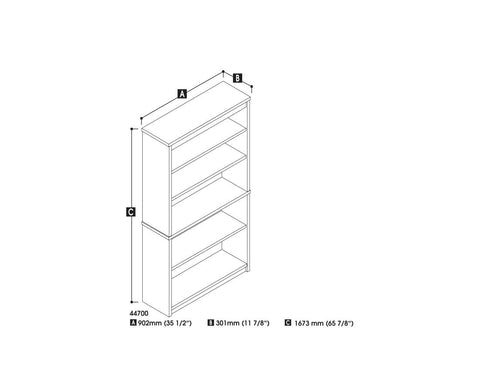 L-Shaped Desk with a Lateral File Cabinet and a Bookcase