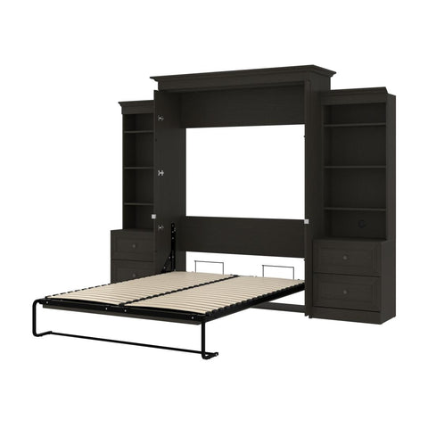 Queen Murphy Bed and Two Shelving Units with 2 Drawers (115W)