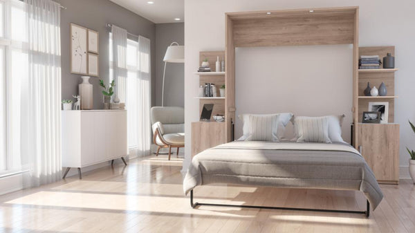 Queen Murphy Bed with Floating Shelves (104W)