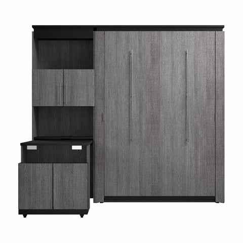 Full Murphy Bed with Storage Cabinet and Fold-Out Desk (91W)