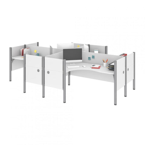 4-Person Closed Office Cubicles with Low Privacy Panels