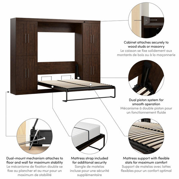 Full Murphy Bed with Storage Cabinets (109W)