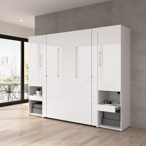 Full Murphy Bed and Storage Cabinets with Pull-Out Shelf (101W)