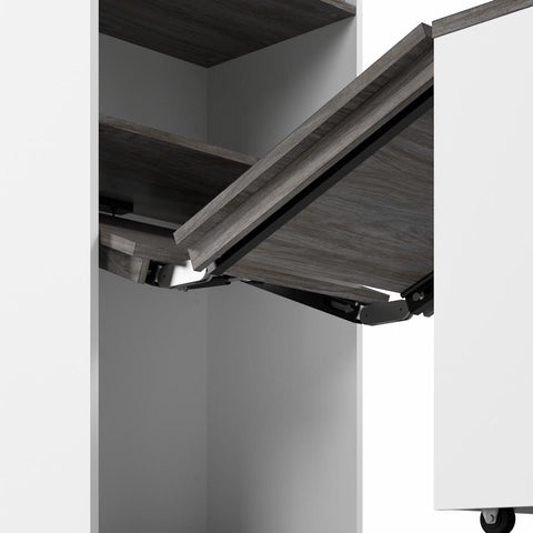 30W Tall Storage Cabinet with Doors and Fold-Out Desk