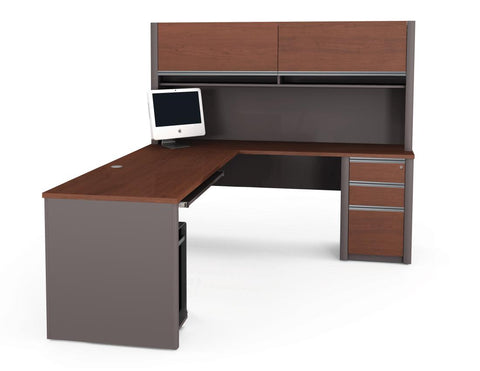 L-Shaped Desk with Hutch and Assembled Pedestal