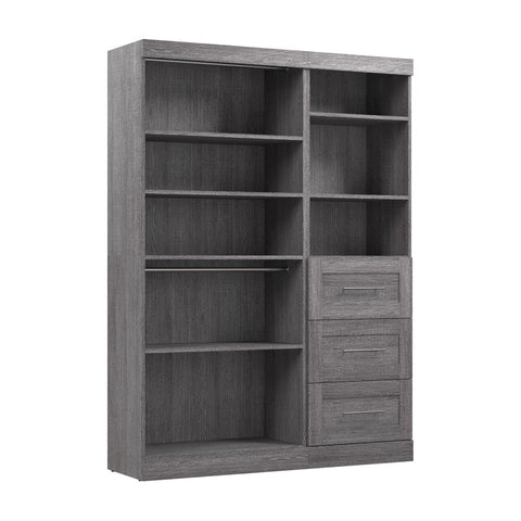 Contemporary Closet System with Shelves, Drawers & Clothing Rods, 61W x 19D