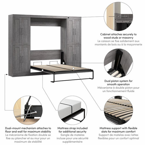 Full Murphy Bed with Storage Cabinets (109W)
