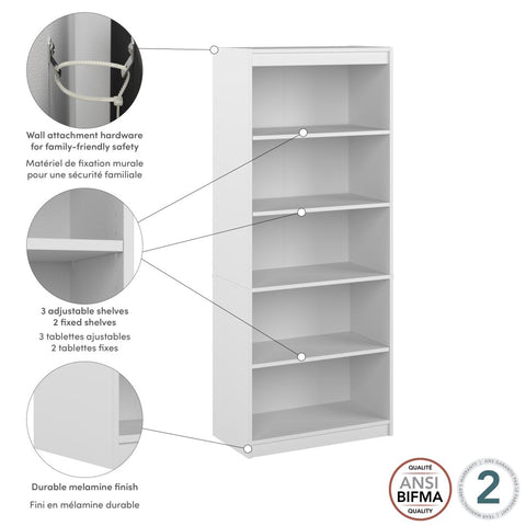 Standard 5 Shelf Bookcase
