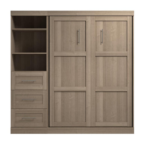 Full Murphy Bed and Shelving Unit with Drawers (84W)