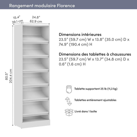 Modular Closet System with Shoe Racks, 25W x 16D