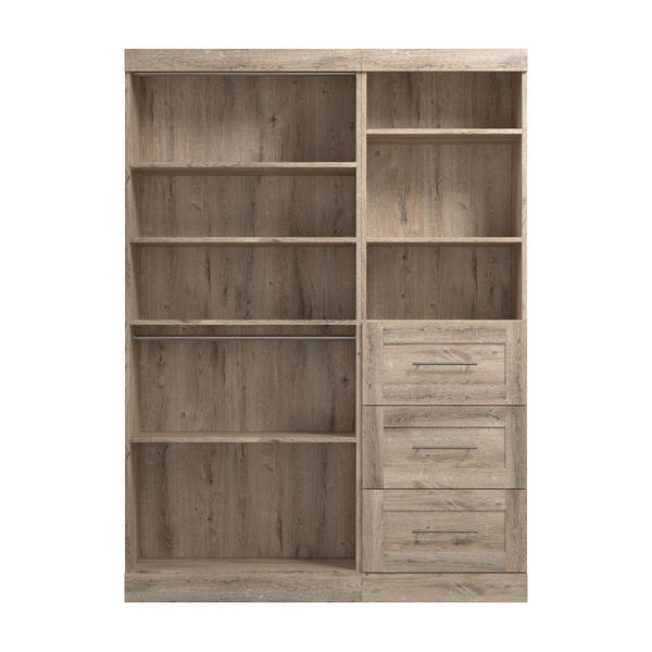 Contemporary Closet System with Shelves, Drawers & Clothing Rods, 61W x 19D