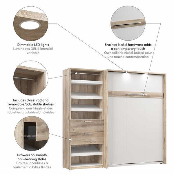 Full Murphy Bed with Closet Organizer (89W)