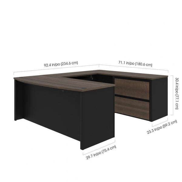 72W U-Shaped Executive Desk with Lateral File Cabinet