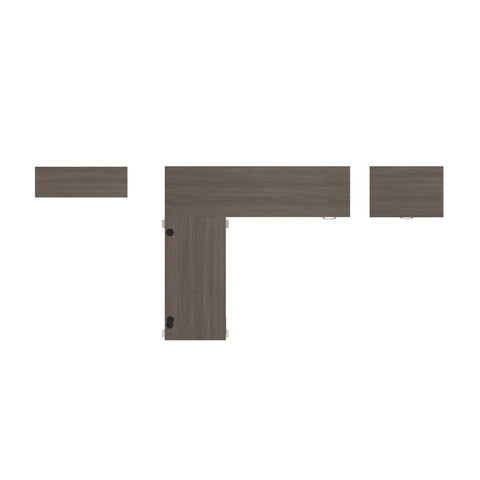 72W L-Shaped Standing Desk with Bookcase and File Cabinet