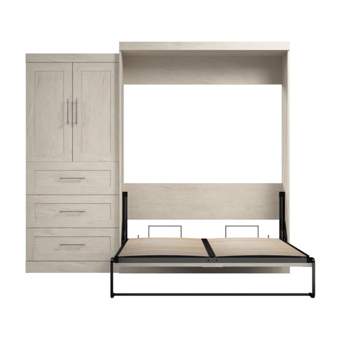 Queen Murphy Bed and Storage Cabinet with Drawers (101W)