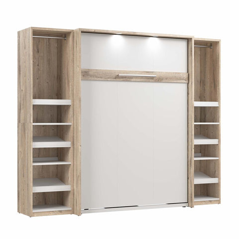 Full Murphy Bed with 2 Narrow Closet Organizers (99W)