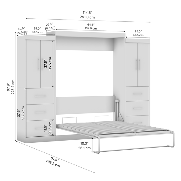 Queen Murphy Bed with 2 Wardrobes (115W)