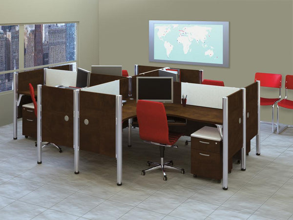 4-Person Closed Office Cubicles with Low Privacy Panels