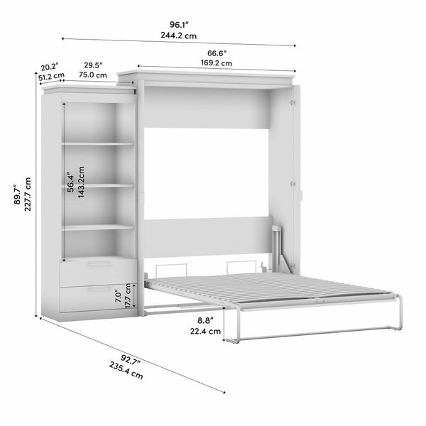 Queen Murphy Bed with Shelves and Drawers (97W)