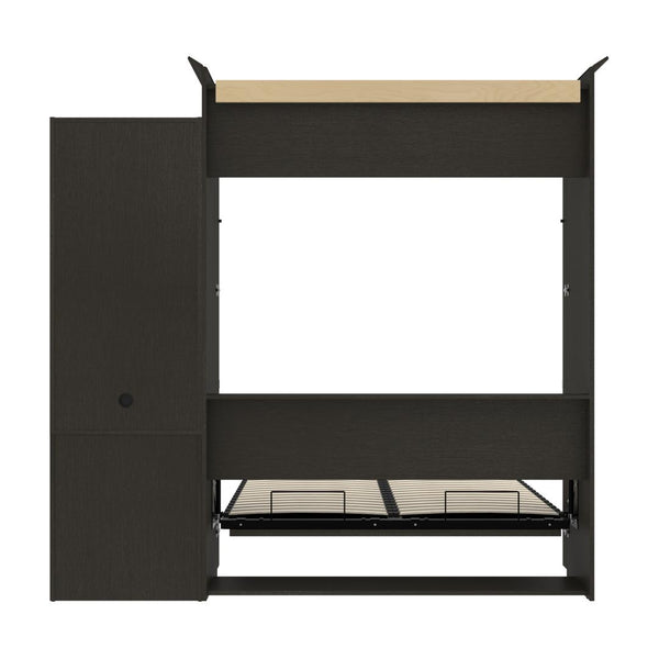 Queen Murphy Bed and Shelving Unit with 2 Drawers (92W)