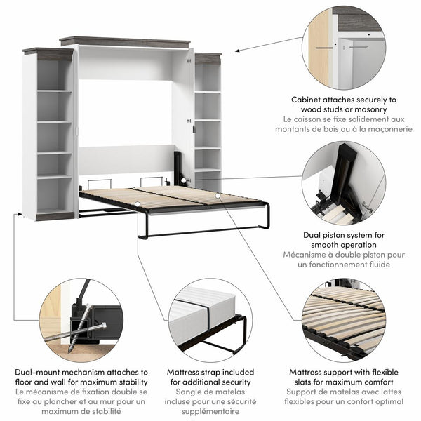 Queen Murphy Bed with Shelves (106W)