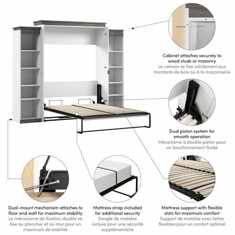 Queen Murphy Bed with Shelves (106W)
