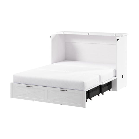 59W Full Murphy Cabinet Bed with Pullout Drawer and Mattress