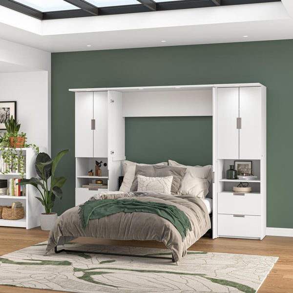 107W Full Murphy Bed with 2 Storage Cabinets