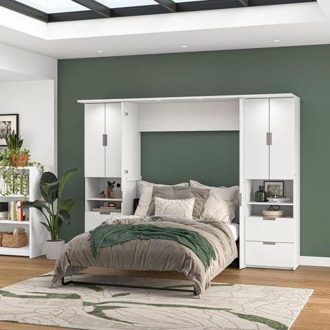 107W Full Murphy Bed with 2 Storage Cabinets