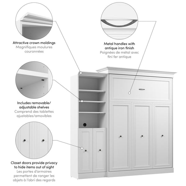 Queen Murphy Bed and Closet Organizer with Doors (92W)