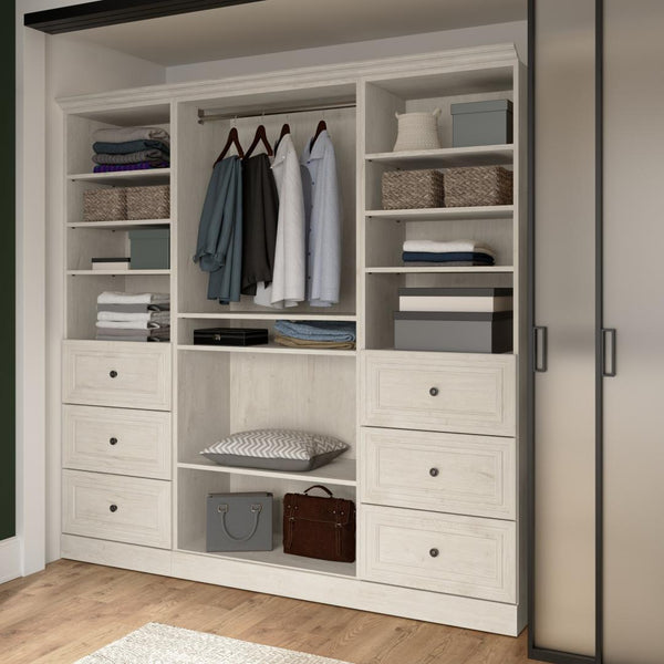 Traditional Closet System with Shelves, Drawers & Clothing Rods, 86W x 20D