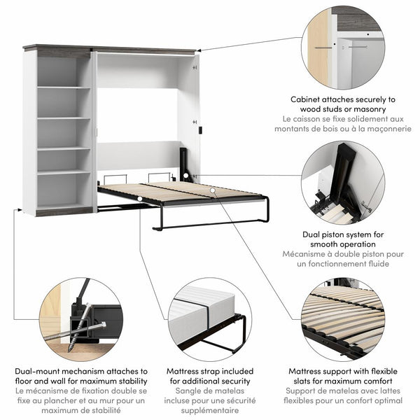 Full Murphy Bed with Shelves (91W)