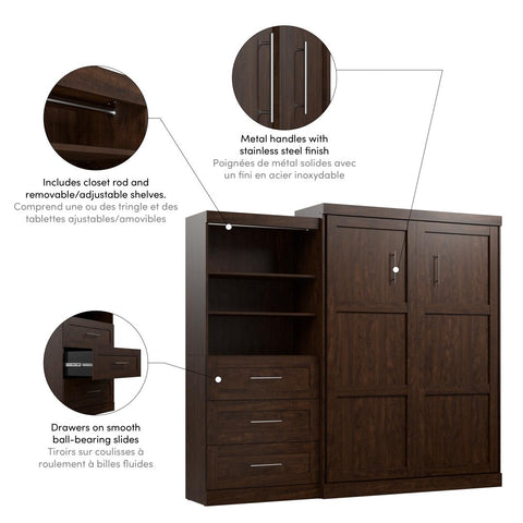Queen Murphy Bed and Shelving Unit with Drawers (101W)