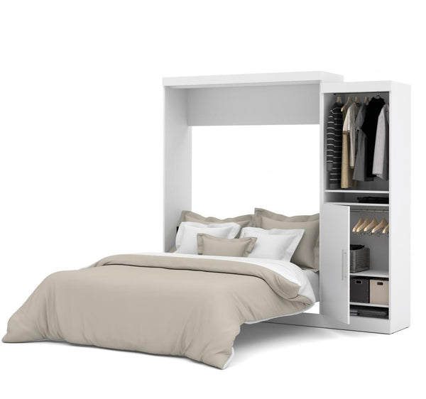 Queen Murphy Bed with Mattress and Storage Unit (90W)